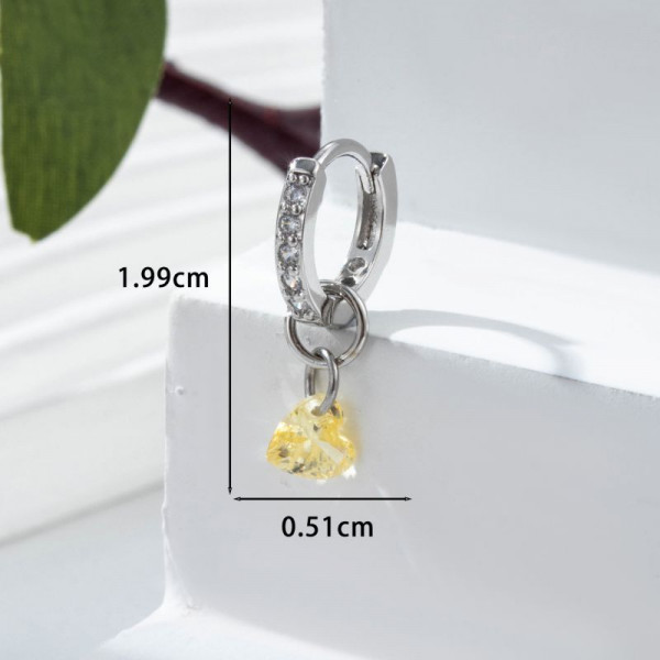 Серебристые серьги-кольца с подвеской в форме капли лавандового цвета CJH16165