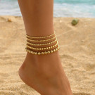 Браслет на ногу многослойный золотистый CJP82265