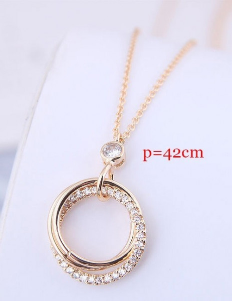 Золотистое Колье с тремя переплетенными кольцами A58772