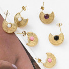 Серьги-пусеты Полумесяцы этнические с цветными камнями CJL47022