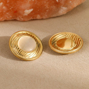 Серьги-пусеты круглые с перламутровой вставкой CJL83616