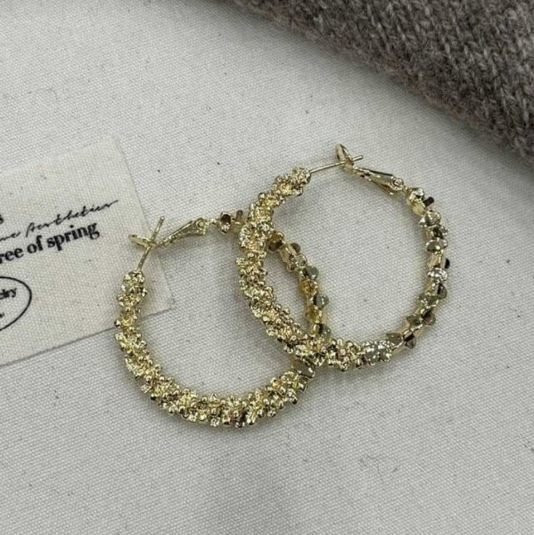 Тонкие серьги-кольца конго с плетением в виде косы 1J11749CJJ