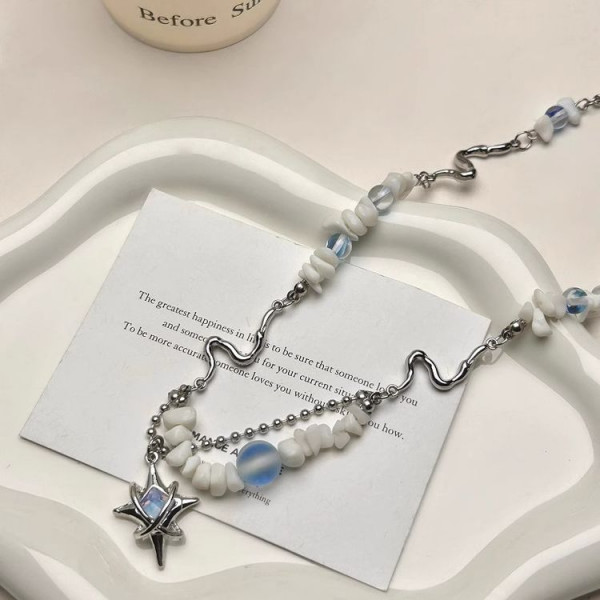 Колье из стали и камня кулон звезда J11439CJJ