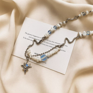 Комбинированное колье из стали с подвесками-звездами J11439CJJ