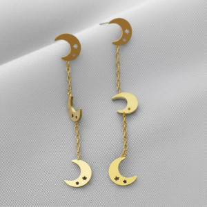 Длинные серьги-пусеты с каскадом полумесяцев J11539CJJ