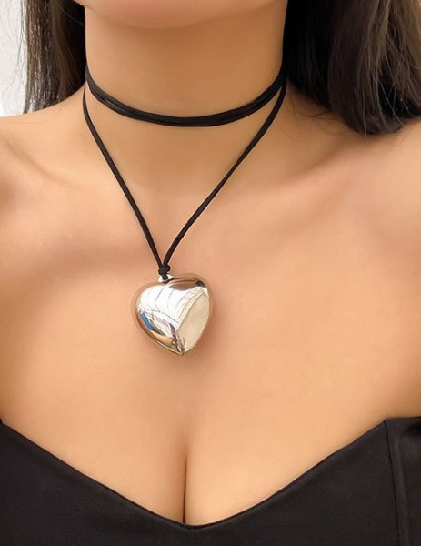 Золотистая длинная цепочка с подвесом в форме сердца N78525MSK