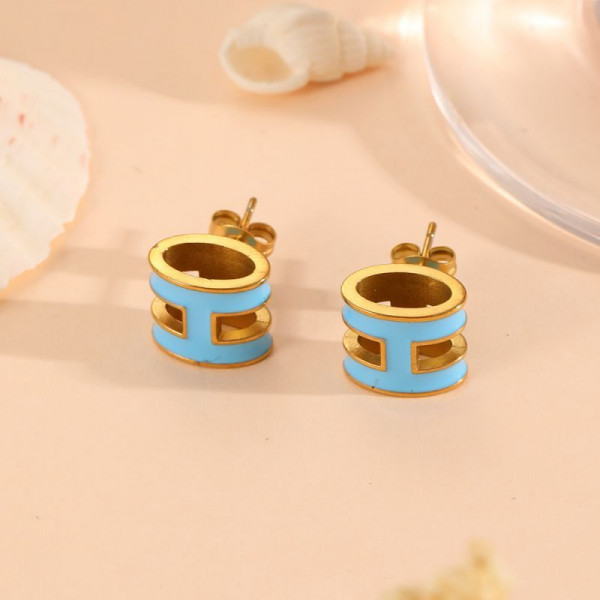 Серьги-пусеты Кольца с черной эмалью CJP55531