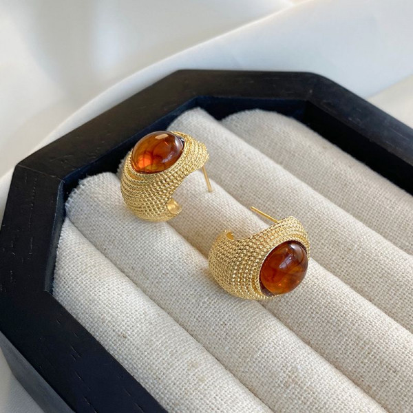 Серьги ювелирный сплав, имитация янтаря 1J12414CJJ