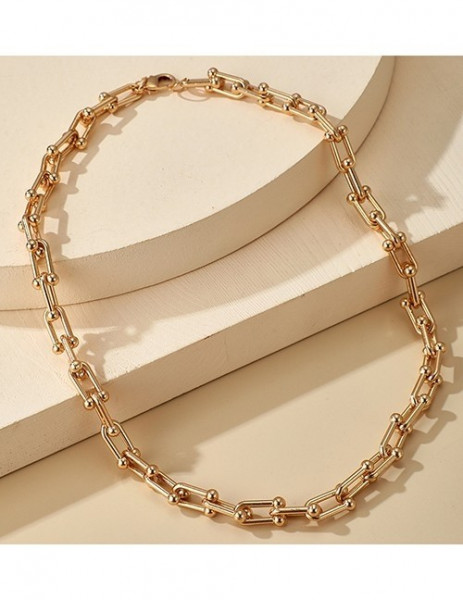 Массивная золотистая цепочка с прямоугольными звеньями P31984