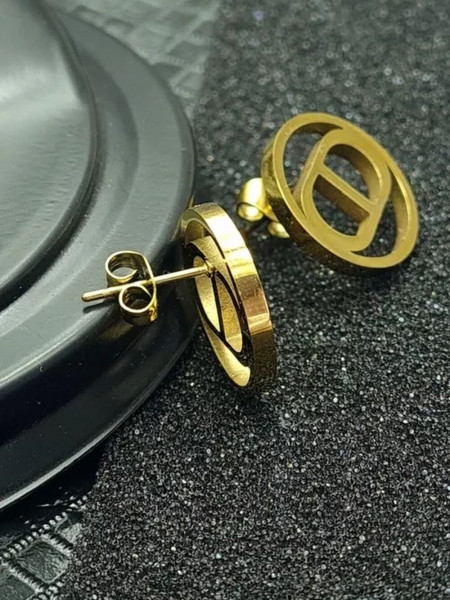 Серьги-гвоздики стальные с напылением золотом CD J10140CJJ