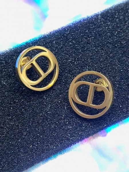 Стальные серьги-пусеты CD золотистые 1J10140(CJJ)