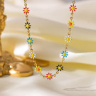 Разноцветное колье с цветами из эмали CJH15787