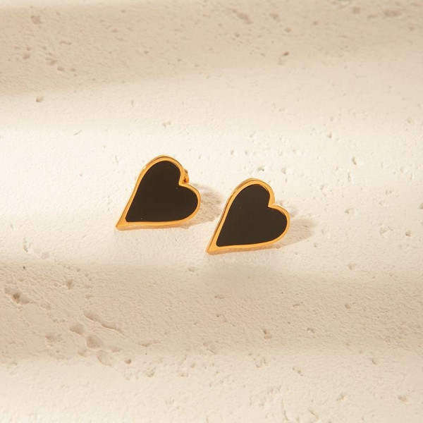 Серьги-пусеты Черные сердца CJC90869