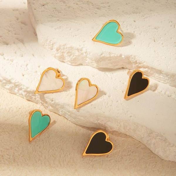 Серьги-пусеты Черные сердца CJC90869