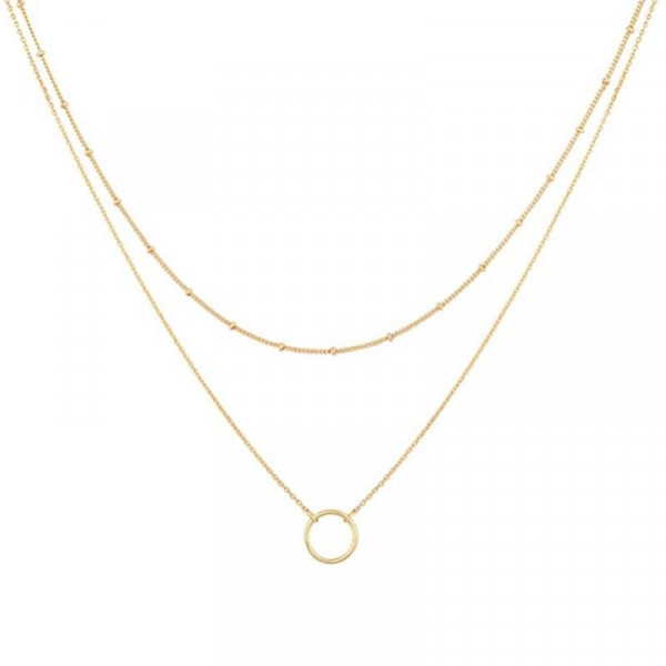 Двойная золотистая цепочка с контурным сердцем M88627