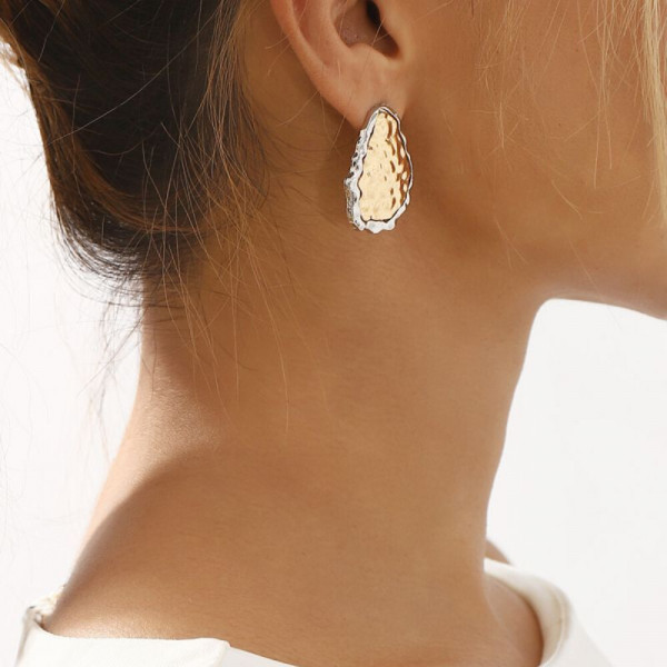 Серьги-гвоздики Капли из жатого серебра CJ04236