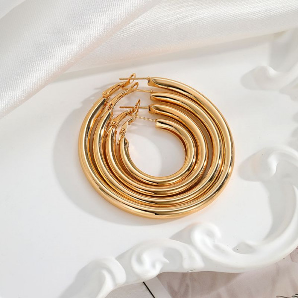 Массивные многослойные серьги-кольца CJR63295