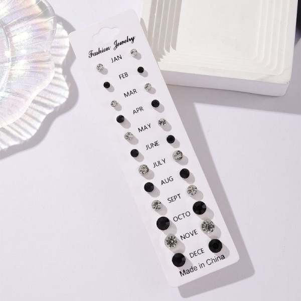 Мега набор лаконичных пусет с кристаллами и жемчугом в черно белой гамме CJD62987