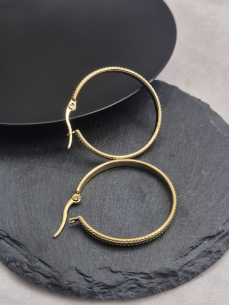 Серьги кольца из стали с напылением золотом J11540CJJ