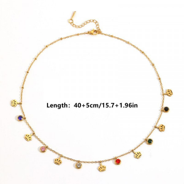 Золотистая цепочка с цветными камнями и крестами CJL19794