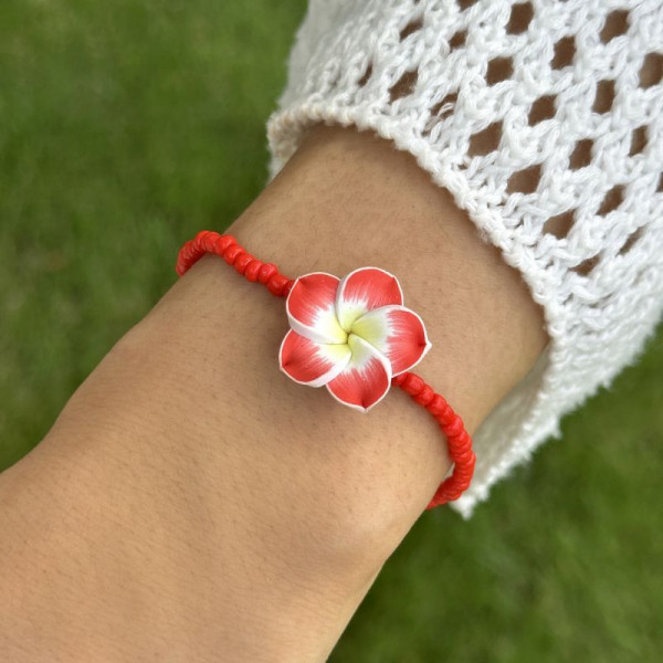 Браслет-нить с крупным синим цветком CJP54805