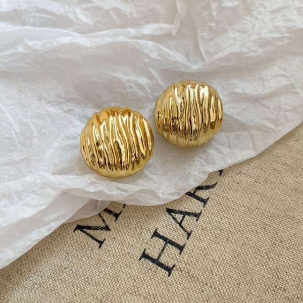 Фактурные серьги-пусеты зеркальные сферы CJP44908