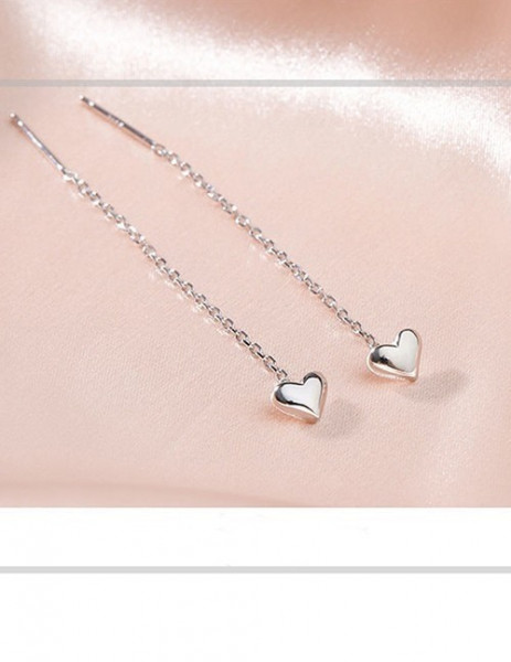 Тонкие серьги-продевки с сердечками L11558