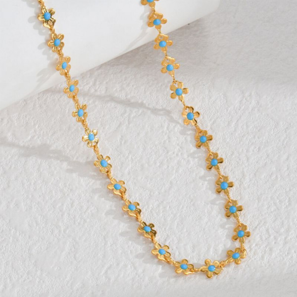 Тонкая золотистая цепочка с цветочными звеньями CJH59669