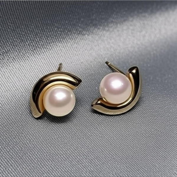 Серьги-гвоздики с жемчужиной в изогнутой оправе J10667CJJ