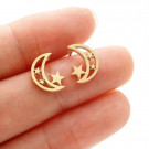 Золотистые серьги-пусеты Месяц и звезды CJJ17249