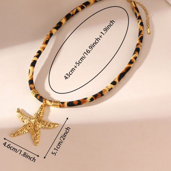 Леопардовый чокер с золотистым солнцем и камнем CJP62286