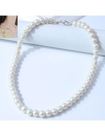 Классические однорядные бусы из крупного белого жемчуга A65671MSK