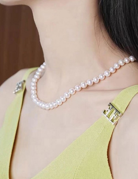 Классические однорядные бусы из крупного белого жемчуга A65671MSK