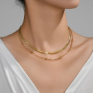 Двойное золотистое колье-чокер из тонких цепей CJH80921