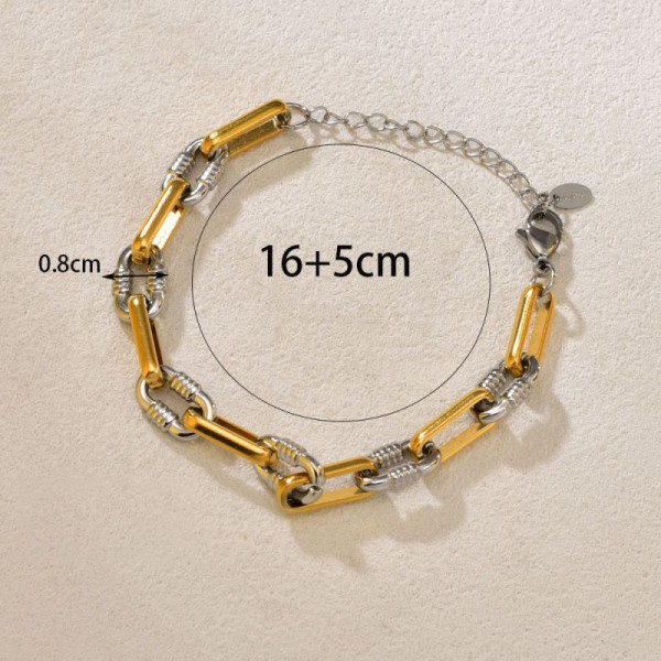 Браслет-цепочка комбинированный с цилиндрическими звеньями CJP77870