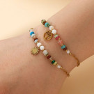 Браслет из разноцветных камней с подвеской-солнцем CJL47013