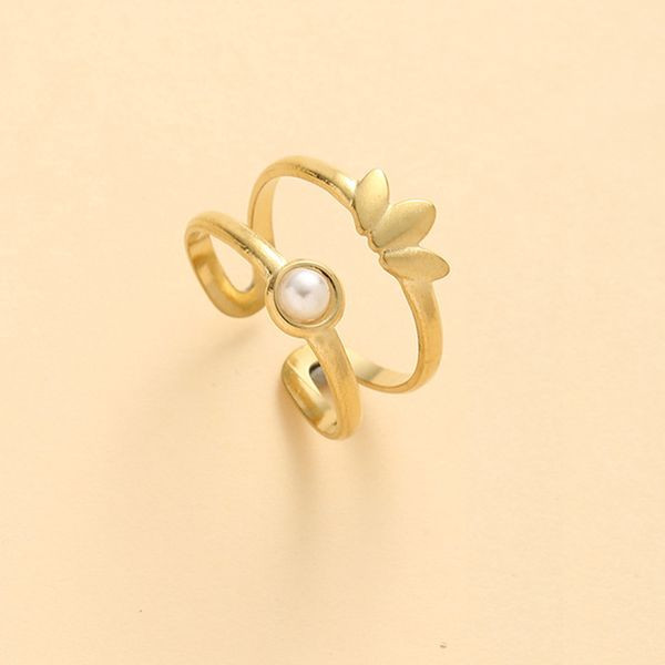 Тонкое разомкнутое кольцо с веточкой и жемчугом CJL47020