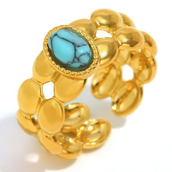 Широкое ажурное кольцо с овальной бирюзой CJL49862