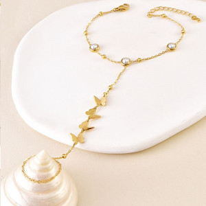 Слейв-браслет порхающие бабочки с золочением CJE97511