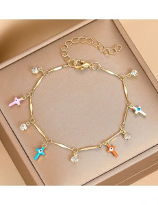 Браслет с подвесками-крестиками и жемчугом Z30994