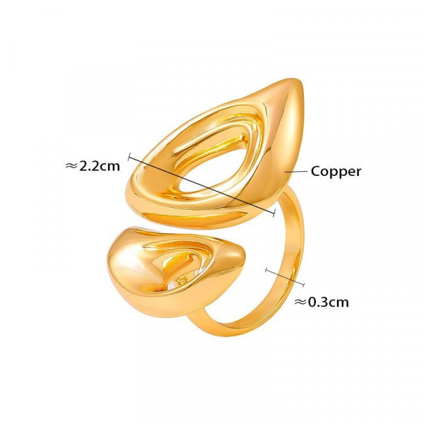 Золотистое кольцо в форме абстрактных лепестков CJG75770