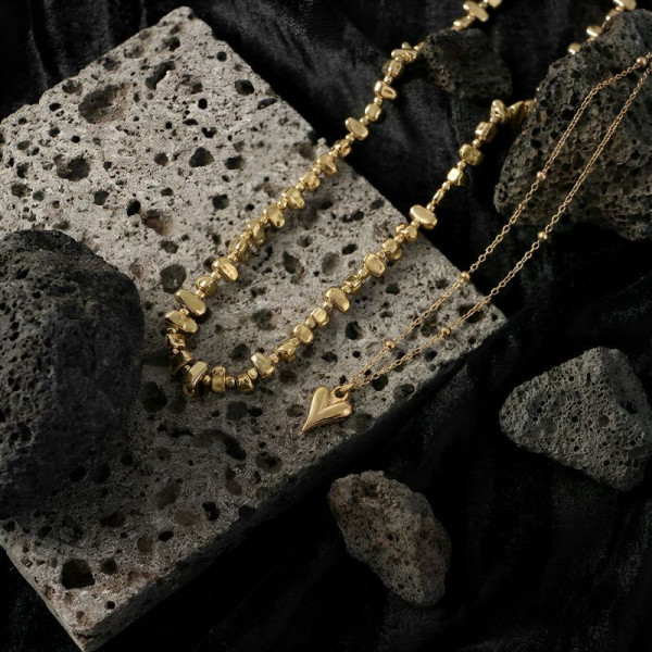 Двойная серебристая цепочка с подвеской в форме зуба CJT11410