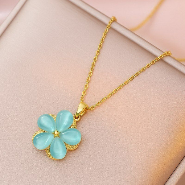 Цепочка с подвеской в форме голубого цветка J10846CJJ