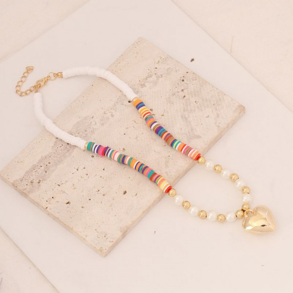 Ожерелье ювелирный сплав с сердцем мягкая керамика J11610CJJ