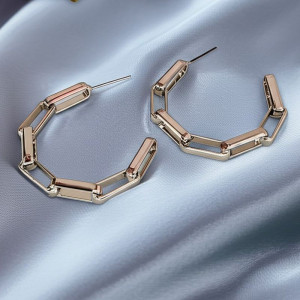 Серьги-кольца конго в виде массивной цепи из прямоугольных звеньев J11588CJJ