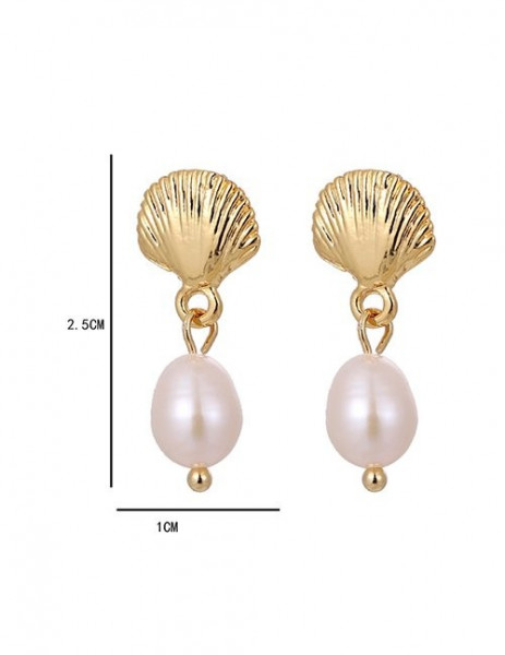 Серьги-пусеты «Ракушки» с жемчугом L95052