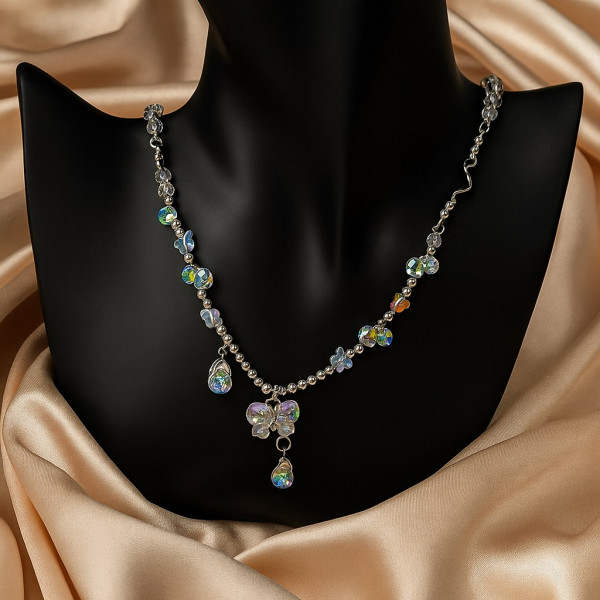 Колье в стиле винтаж с каплевидными камнями и узорами J11442CJJ