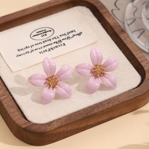 Яркие серьги-пусеты Лимонные цветы в стиле поп-арт CJL20197