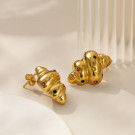 Серьги-пусеты Круассаны с разноцветными камнями CJL30518