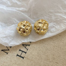 Оригинальные серьги-пусеты золотистые пуговицы CJP44910